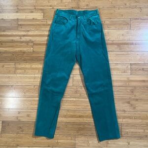 Vintage 90s Silverado Genuine Leather Emerald Green Suede Straight Leg Pants